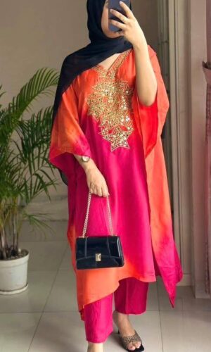 Kaftan pure silk 2 piece