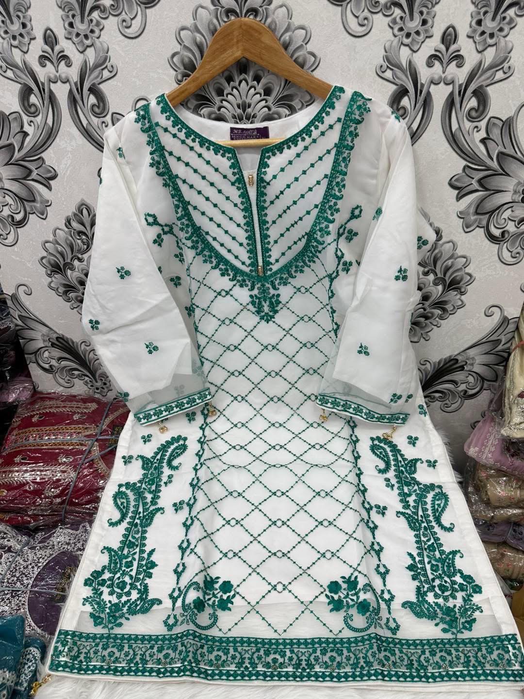 Organza Masline Stitch One Piece For Women's