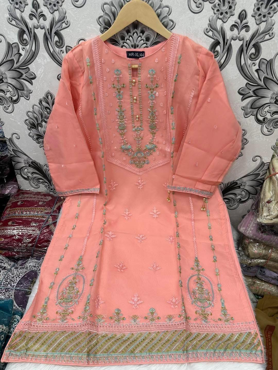 Organza Masline Stitch One Piece For Women's