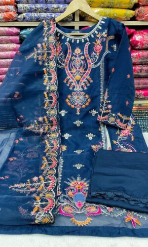 Organza Masline Stitch Three Piece