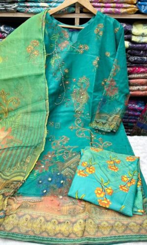 Organza Masline Stitch Three Piece