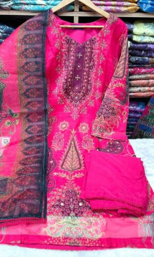 Organza Masline Stitch Three Piece