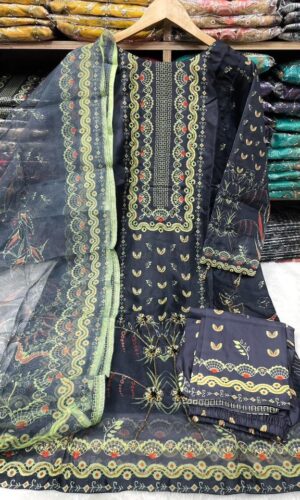 Organza Masline Stitch Three Piece