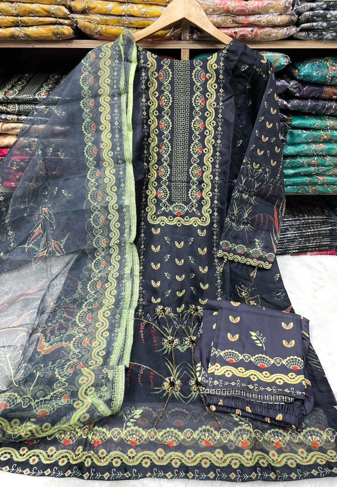 Organza Masline Stitch Three Piece